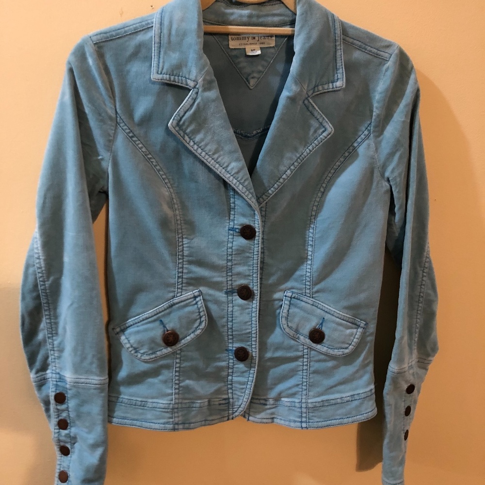 Tommy Jeans Blue Crushed Velvet Jacket Size S/P